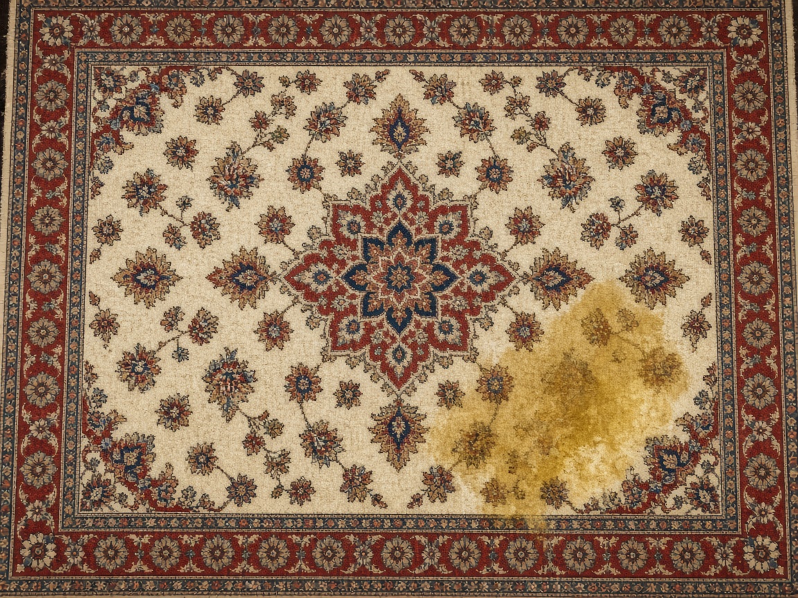 Persian rug with a dog urine stain