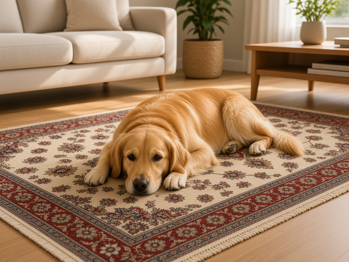 Dog on Oriental rug - Pet Odor and Stain Elimination